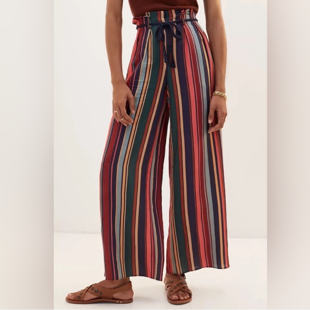 Farm Rio for Anthropologie Striped Wide Leg Pants